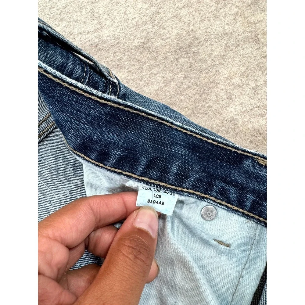 Levis 501 Original Straight Jeans Men 36x34 Blue Whiskering Denim Button Fly